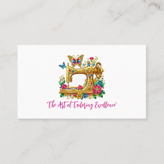 花エレガント蝶金ゴールド裁縫機 名刺 (裏面)