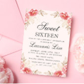 花エレガント誕生日金ゴールドSweet 16 招待状