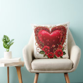 花エレガント赤いハート クッション (椅子)