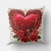 花エレガント赤いハート クッション (裏面)