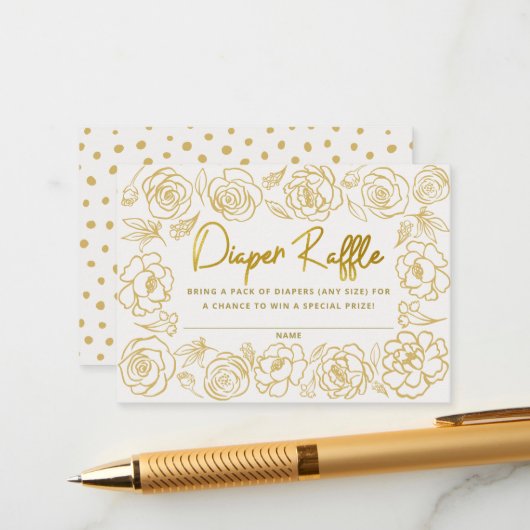 花エレガント赤ちゃんシャワーおむつラッフルカード エンクロージャーカード (正面/裏面インサイチュ)