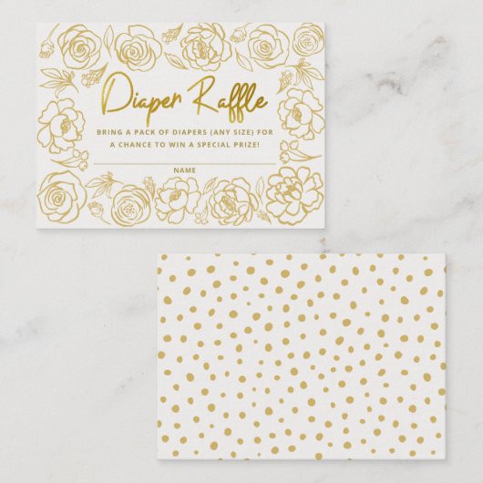 花エレガント赤ちゃんシャワーおむつラッフルカード エンクロージャーカード (正面/裏面)