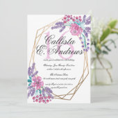 花エレガント金ゴールドテラリウム水彩甘い16 招待状 (スタンド正面)