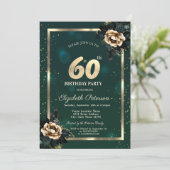 花エレガント金ゴールド枠スターズグリーン60th 招待状 (スタンド正面)