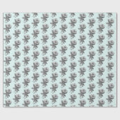 花エレガント鉛筆スケッチ自然アート ラッピングペーパー (フラット)