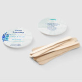 花エレガント青カスタムウェディングプログラム ハンドファン (組立なし)