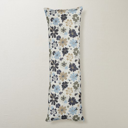 花エレガント青タン花柄 ボディピロー (裏面 (縦))