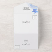 花エレガント青結婚色 オールインワン招待状 (外側)