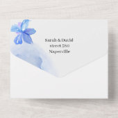 花エレガント青結婚色 オールインワン招待状 (裏面)