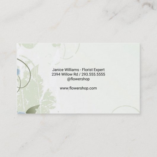 花エレガント類 | 様式化された花のロゴ 名刺 (裏面)