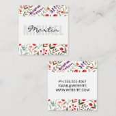 花エレガント飾り模様 スクエア名刺 (正面/裏面)