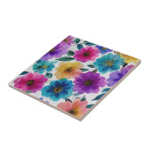 花エレガント鮮やか咲き水彩フローラ タイル (側面)