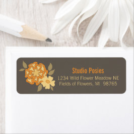 花エレガント黄褐色の植物文房具 ラベル