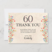 花エレガント60年パーティーフローラ60誕生日 サンキューカード (正面)