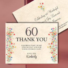 花エレガント60年パーティーフローラ60誕生日 サンキューカード