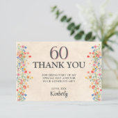 花エレガント60年パーティーフローラ60誕生日 サンキューカード (スタンド正面)