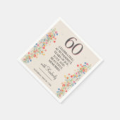 花エレガント60年パーティーフローラ60誕生日 スタンダードカクテルナプキン (角)