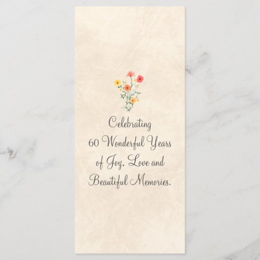 花エレガント60年パーティーフローラ60誕生日 メニュー (裏面)