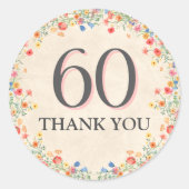 花エレガント60年パーティーフローラ60誕生日 ラウンドシール (正面)