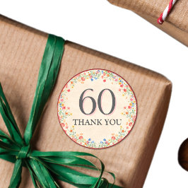 花エレガント60年パーティーフローラ60誕生日 ラウンドシール