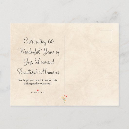 花エレガント60年パーティーフローラ60誕生日 案内ポストカード (裏面)