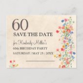 花エレガント60年パーティーフローラ60誕生日 案内ポストカード (正面)