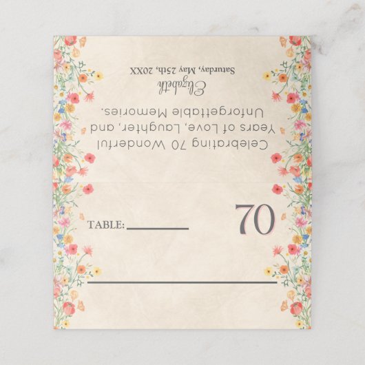 花エレガント70年パーティーフローラ70誕生日 プレイスカード (外部開封)