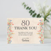 花エレガント80年パーティーフローラ80誕生日 サンキューカード (スタンド正面)