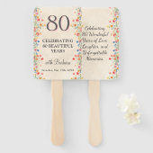 花エレガント80年パーティーフローラ80誕生日 ハンドファン (正面&裏面)