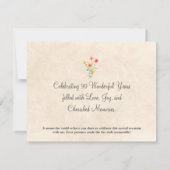 花エレガント90年パーティーフローラ90誕生日 サンキューカード (裏面)