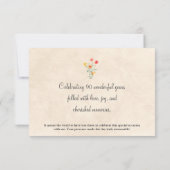 花エレガント90年パーティーフローラ90誕生日 サンキューカード (裏面)