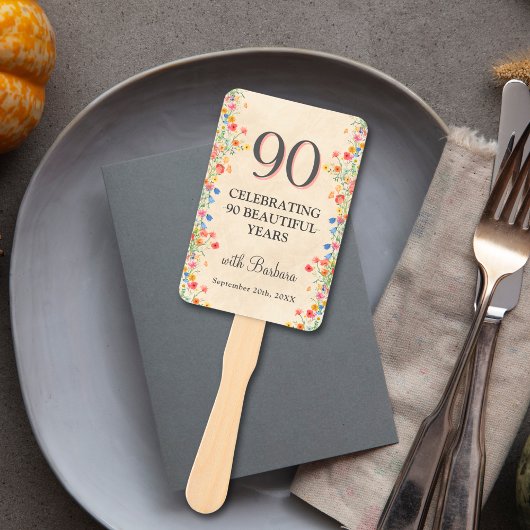 花エレガント90年パーティーフローラ90誕生日 ハンドファン