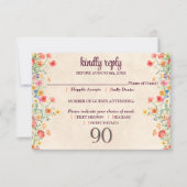 花エレガント90年パーティーフローラ90誕生日 出欠カード (正面)