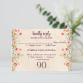 花エレガント90年パーティーフローラ90誕生日 出欠カード (スタンド正面)