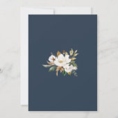 花エレガント マグノリア ブラッシュ ネイビー ニュートラル 招待状 (裏面)