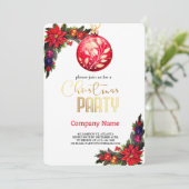 花エレガント、魔法のクリスマスレッドオーナメント 招待状 (スタンド正面)