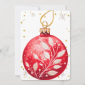 花エレガント、魔法のクリスマスレッドオーナメント 招待状 (裏面)