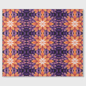 花オレンジパープルと白 ラッピングペーパー (フラット)