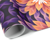 花オレンジパープルと白 ラッピングペーパー (ロールコーナー)