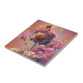 花オレンジピンクデジタルアート タイル (側面)