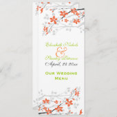 花オレンジライムグリーン結婚のメニューカード メニュー (正面/裏面)