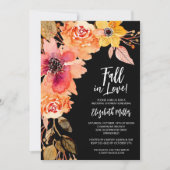 花オンブラックブライダルシャワー招待状 (正面)