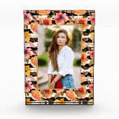 花オン白黒ストライプ金ゴールドドットカスタム フォトブロック (正面)