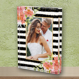 花オン白黒ストライプ フォトブロック