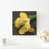 花オン石板 スクエア壁時計 (ホーム)