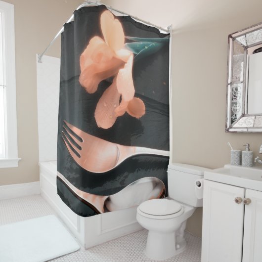 花オン石板、バージョン4 シャワーカーテン (インサイチュ)