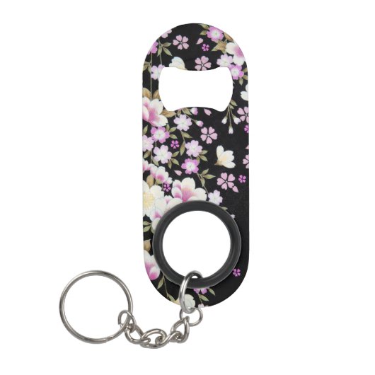 花カスケーディングピンクの花 キーホルダー栓抜き (正面)