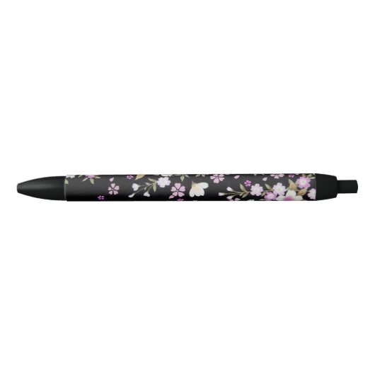 花カスケーディングピンクの花 黒ボールペン (正面)