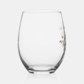 花カスタムの花束の上の新郎文字の母 ステムなしワイングラス (右)