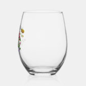 花カスタムの花束の上の新郎文字の母 ステムなしワイングラス (左)